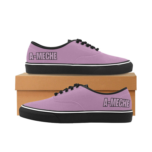 A-Meche Classic Men's Canvas Low Top Shoes Purple/Black Trim